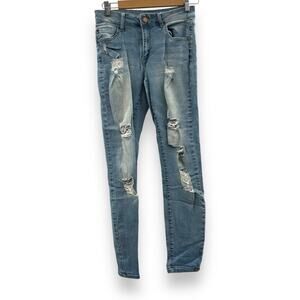 Refuge Mid Rise Light Wash Distressed‎ Skinny Jeans Sz 6